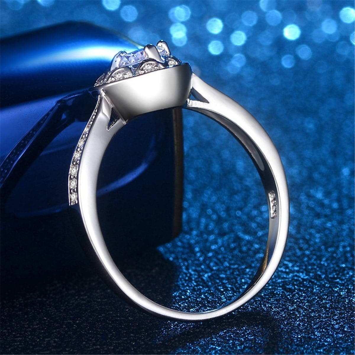 Cubic Zirconia & Silvertone Heart Ring-6