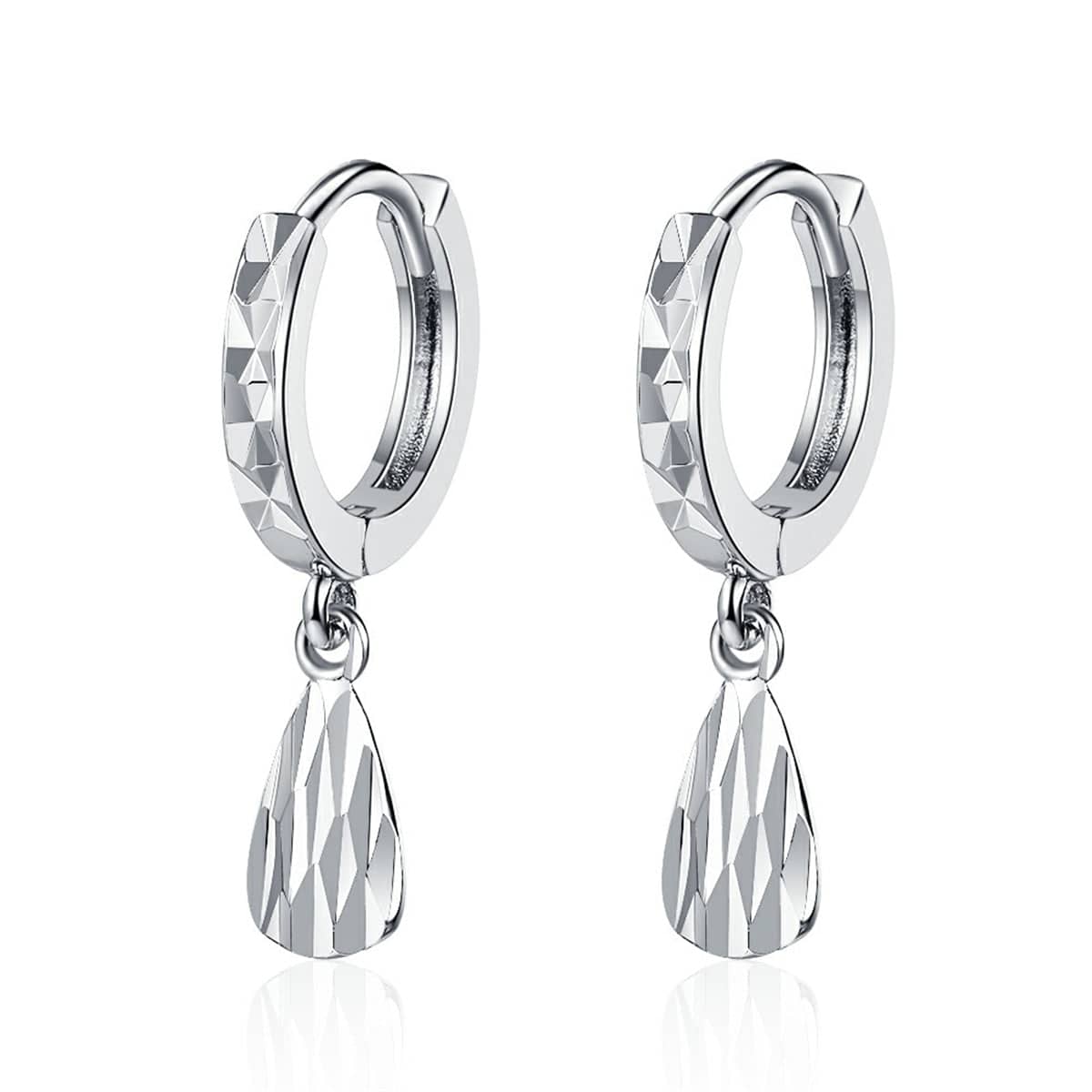 Silvertone Drop Huggie Earring