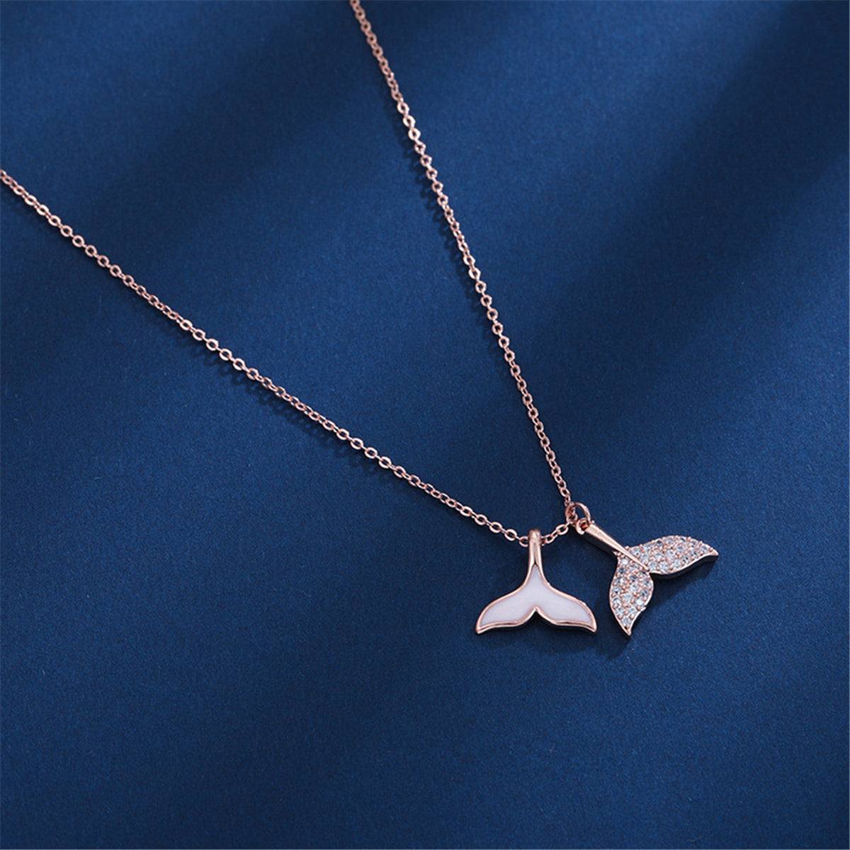 Cubic Zirconia & Whale Tail Pendant Necklace
