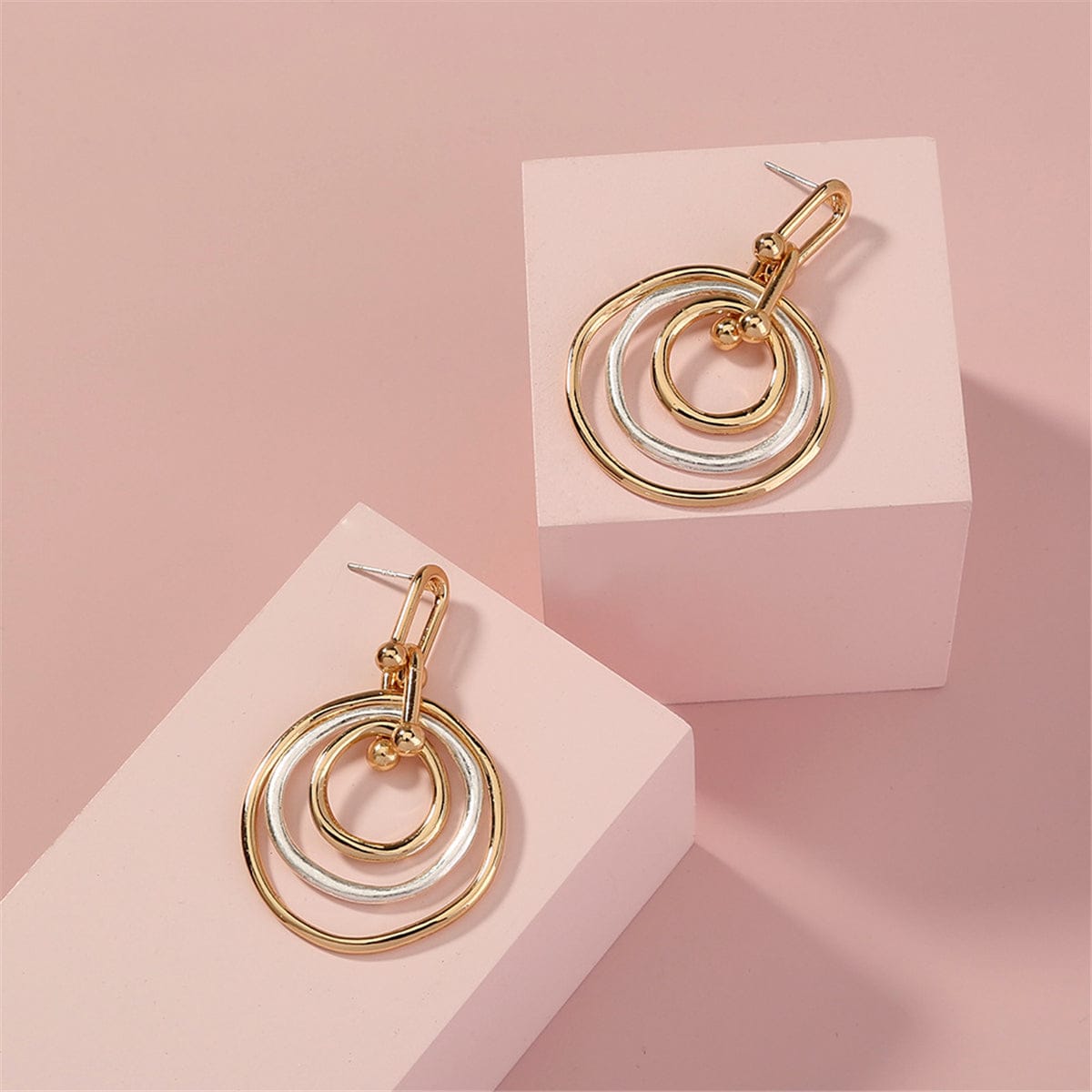 Two-tone Ripple Drop Earrings