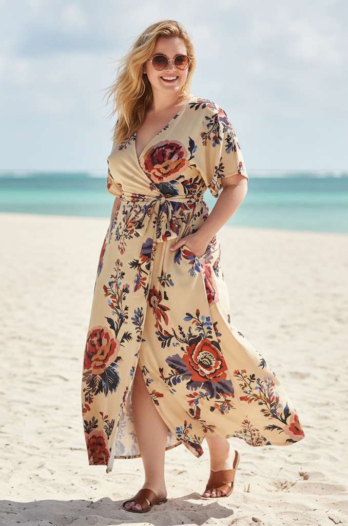short sleeve maxi wrap dress Lily by Firmiana Women’s Women’s Apparel Cream Floral Print Cream Multicolor / S Color:Blush (LightPink) Burberry Slim Fit Cotton for mother of the made goods dresser