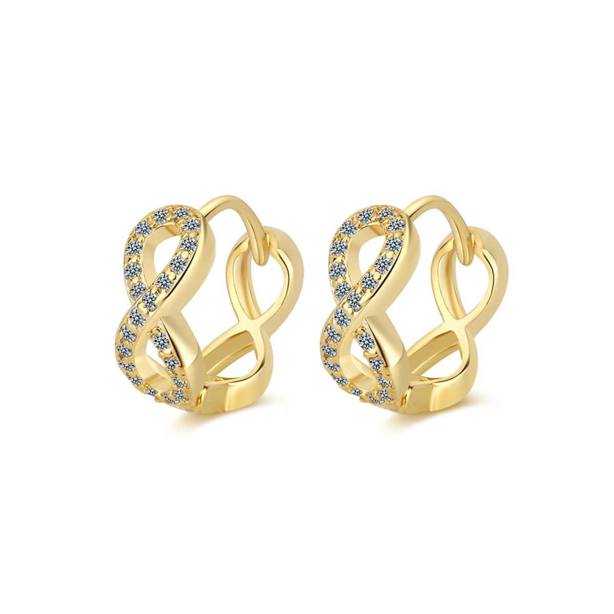 Cubic Zirconia & Goldtone Infinity Huggie Earrings