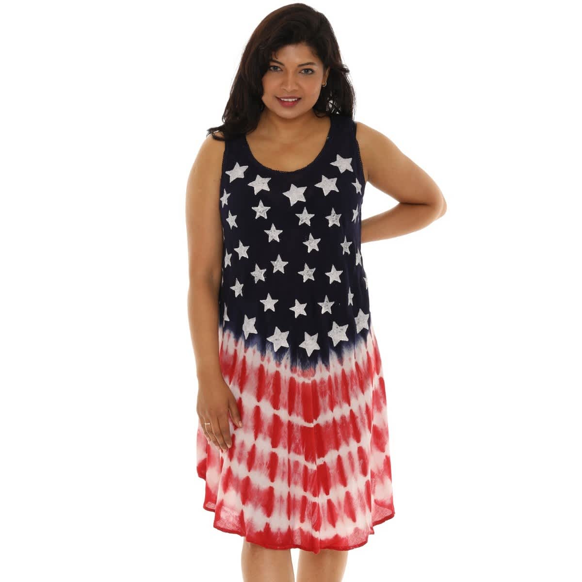 Stars & Stripes Tie-Dye Sleeveless Dress American Flag 4
