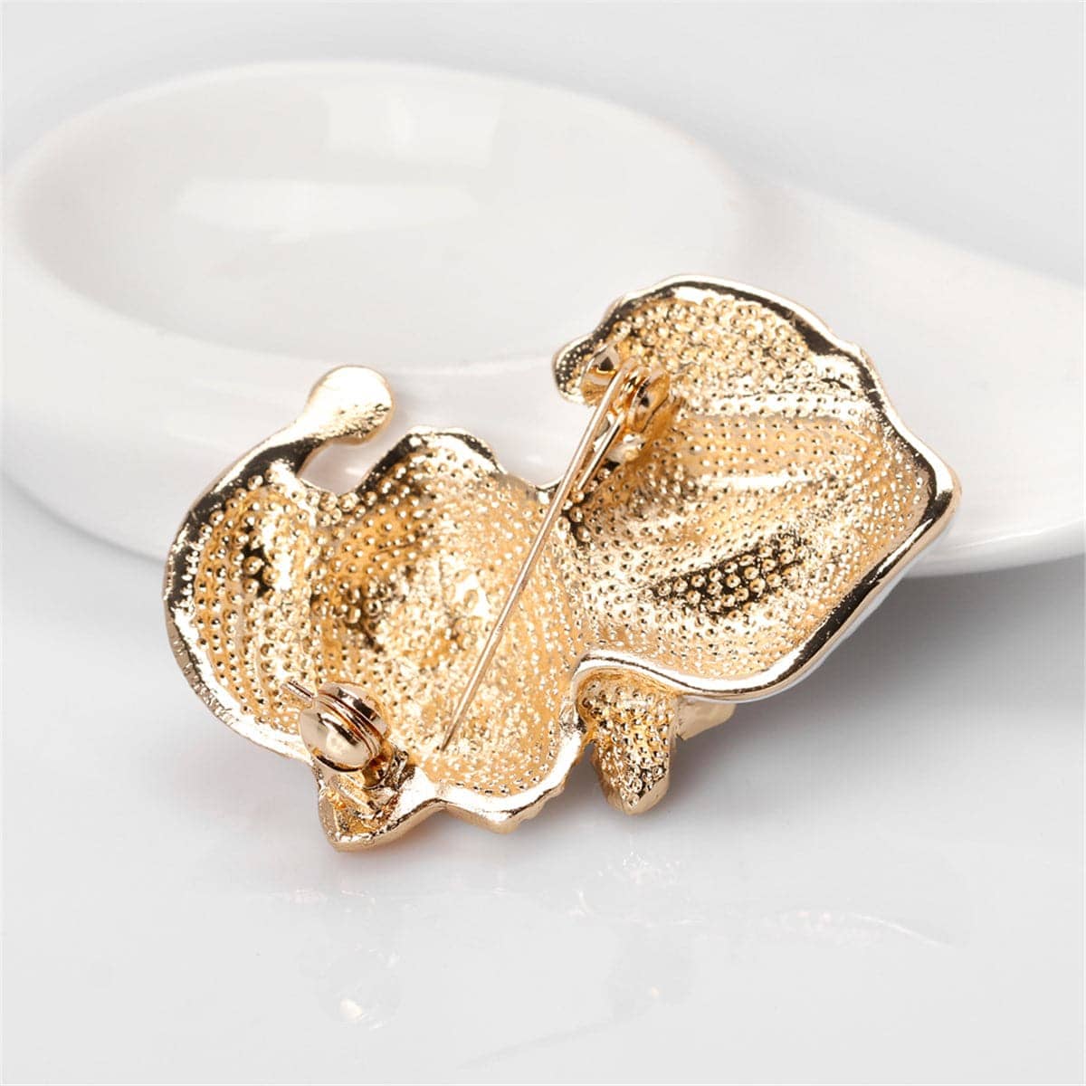 Goldtone & Cubic Zirconia Hatted Black Cat Brooch