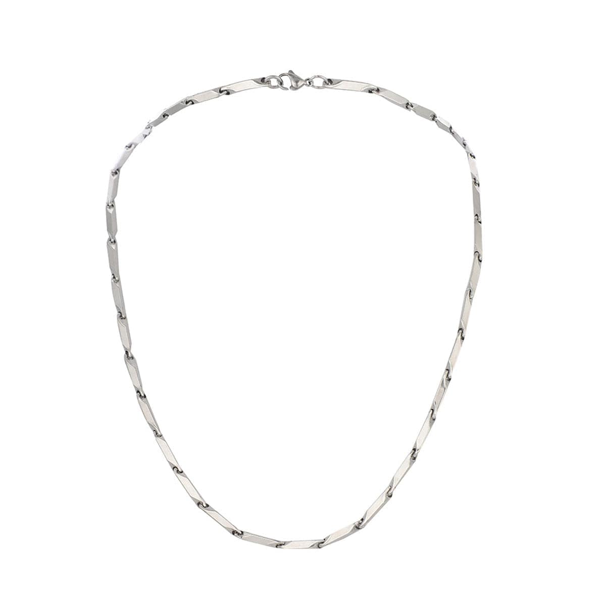 Silvertone Geometric Chain Necklace