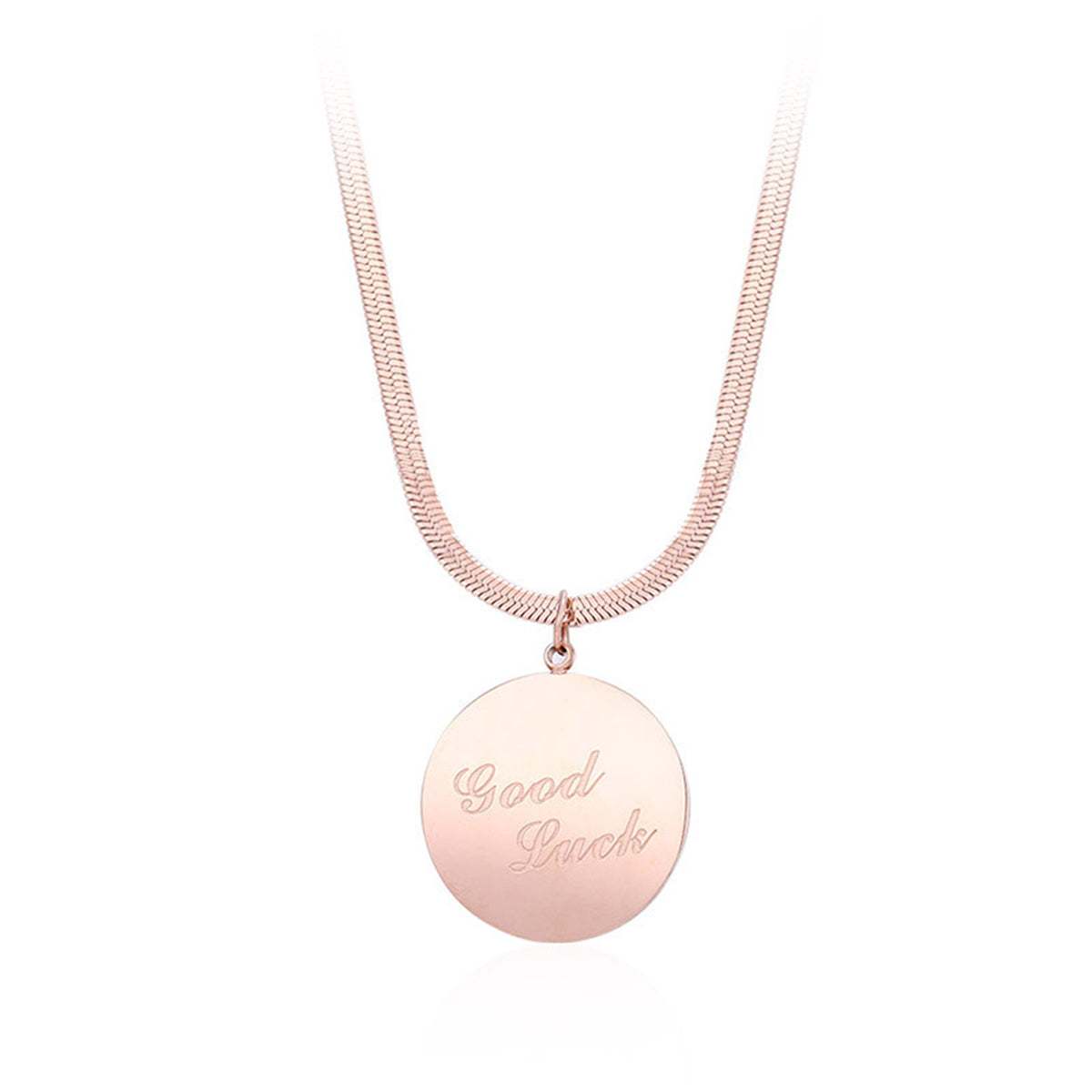 Rose Goldtone 'Good Luck' Snake-Chain Pendant Necklace