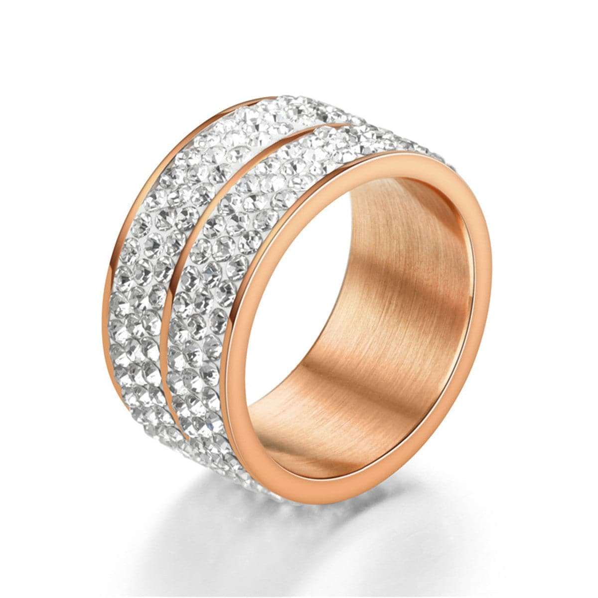 Cubic Zirconia & Rose Goldtone Layered Band Ring