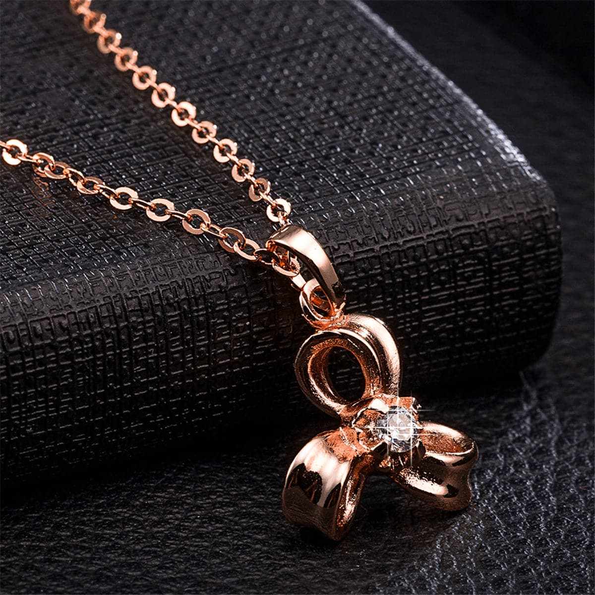 Cubic Zirconia & Rose Goldtone Sweet Petal Pendant Necklace