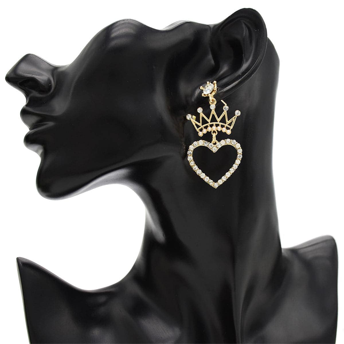 Pearl & Cubic Zirconia Goldtone Crown Heart Drop Earrings