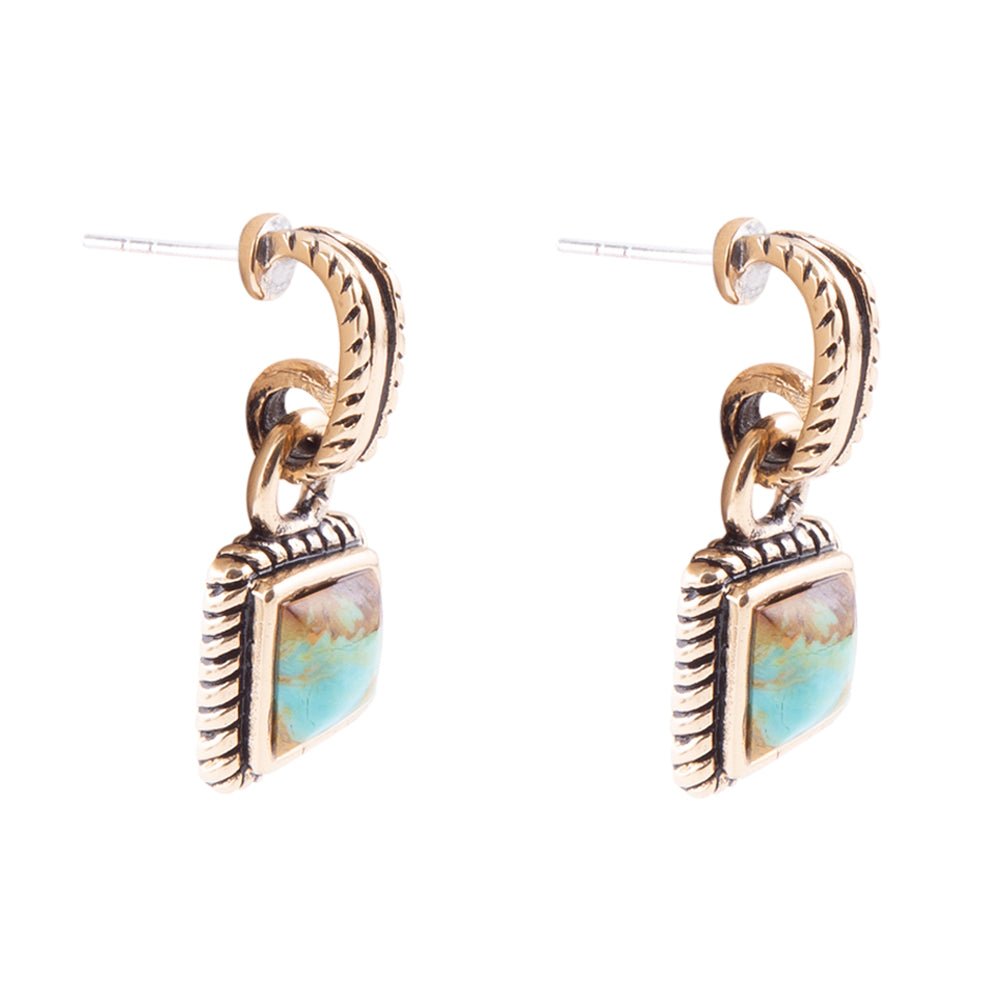 Roped Around Turquoise and Bronze Earrings