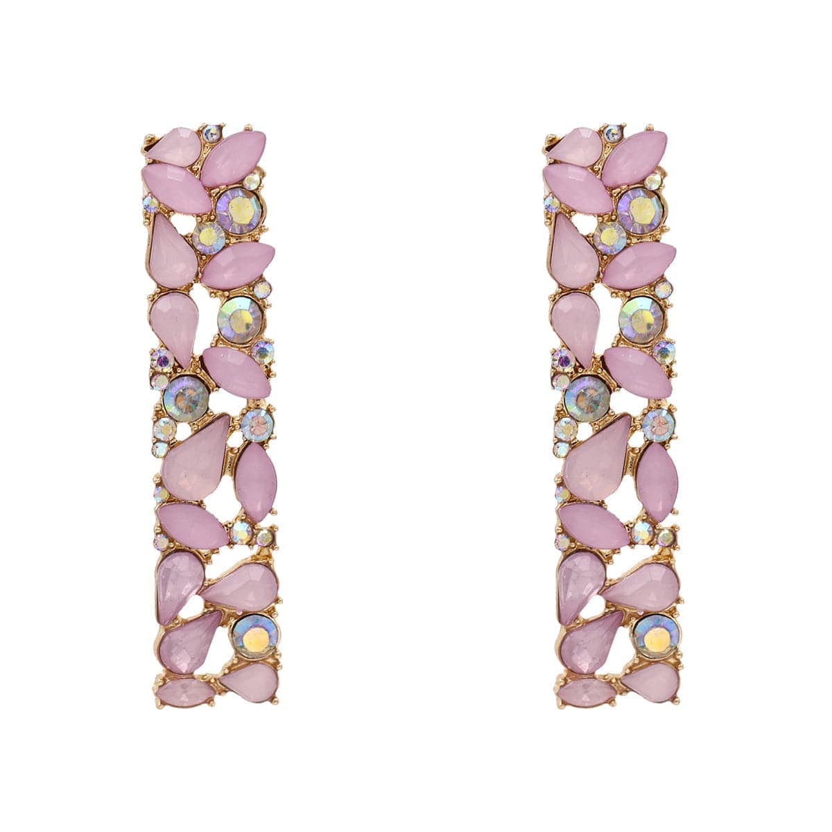 Pink Cubic Zirconia & Goldtone Drop Earrings