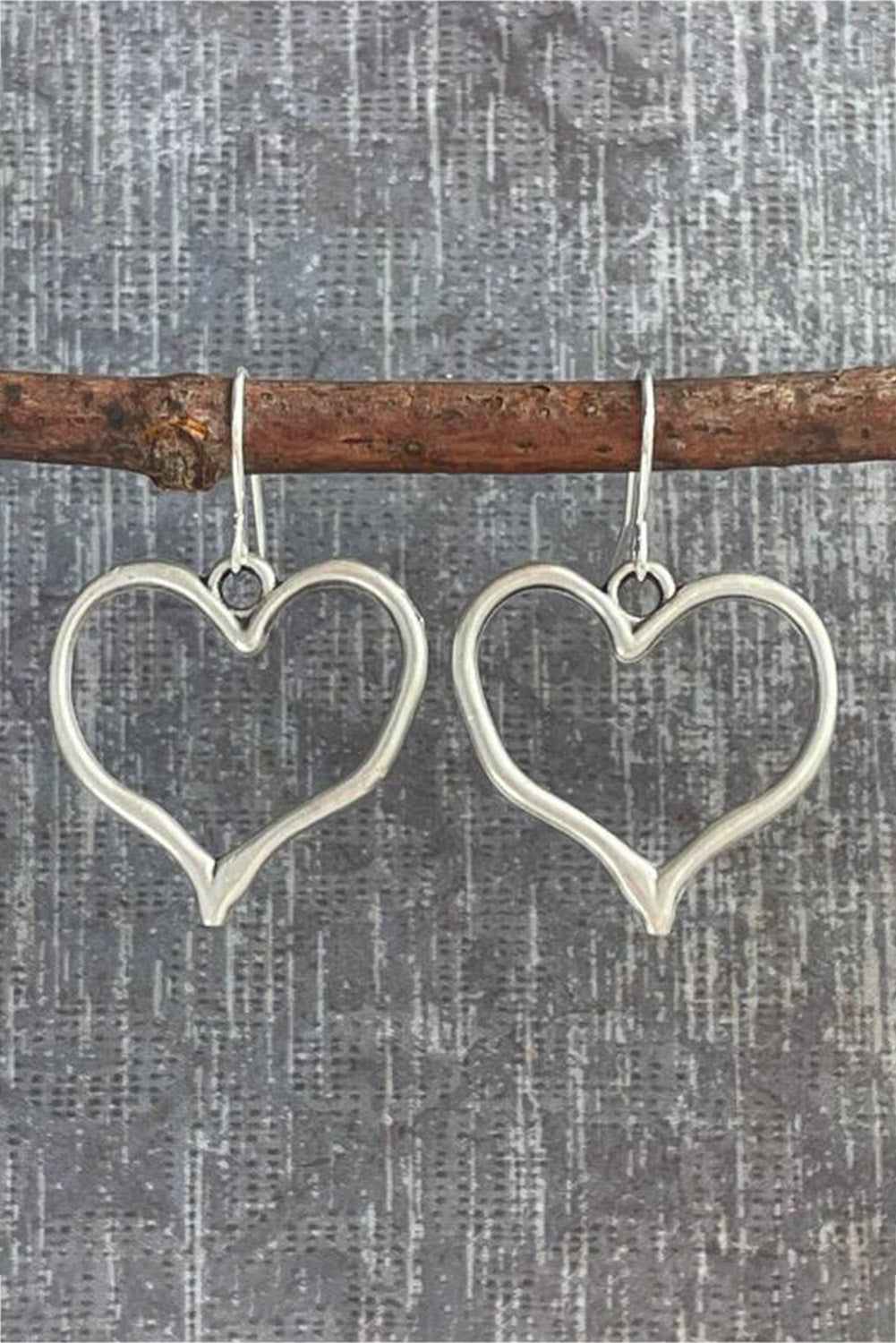 Threaded Pear Silvery Heart Shape Hook Drop Earrings