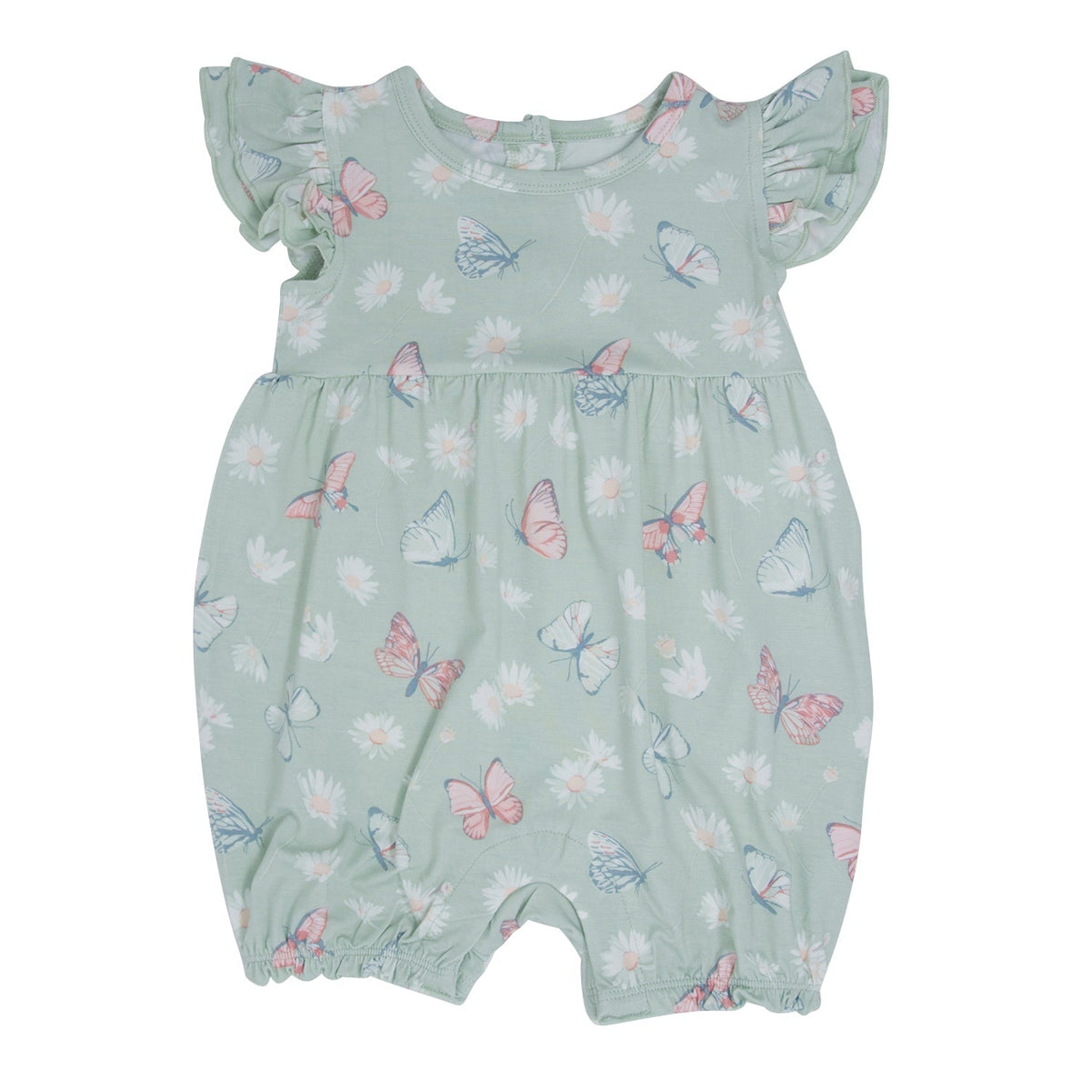 Mint Butterfly Daisy Bamboo Ruffle Romper