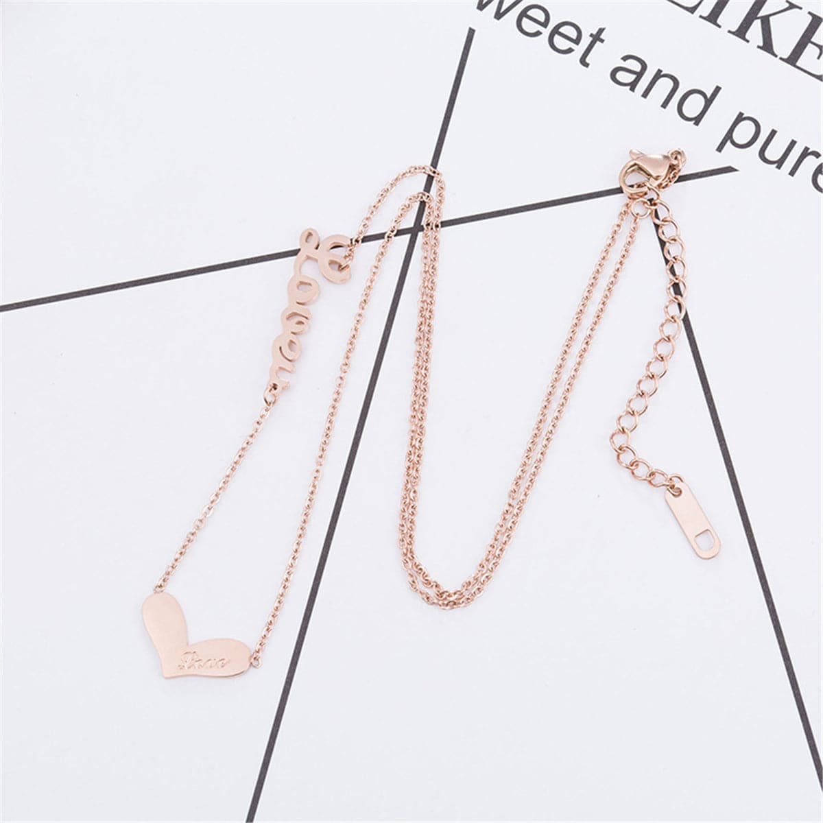 Rose Goldtone 'Love' Heart Pendant Necklace