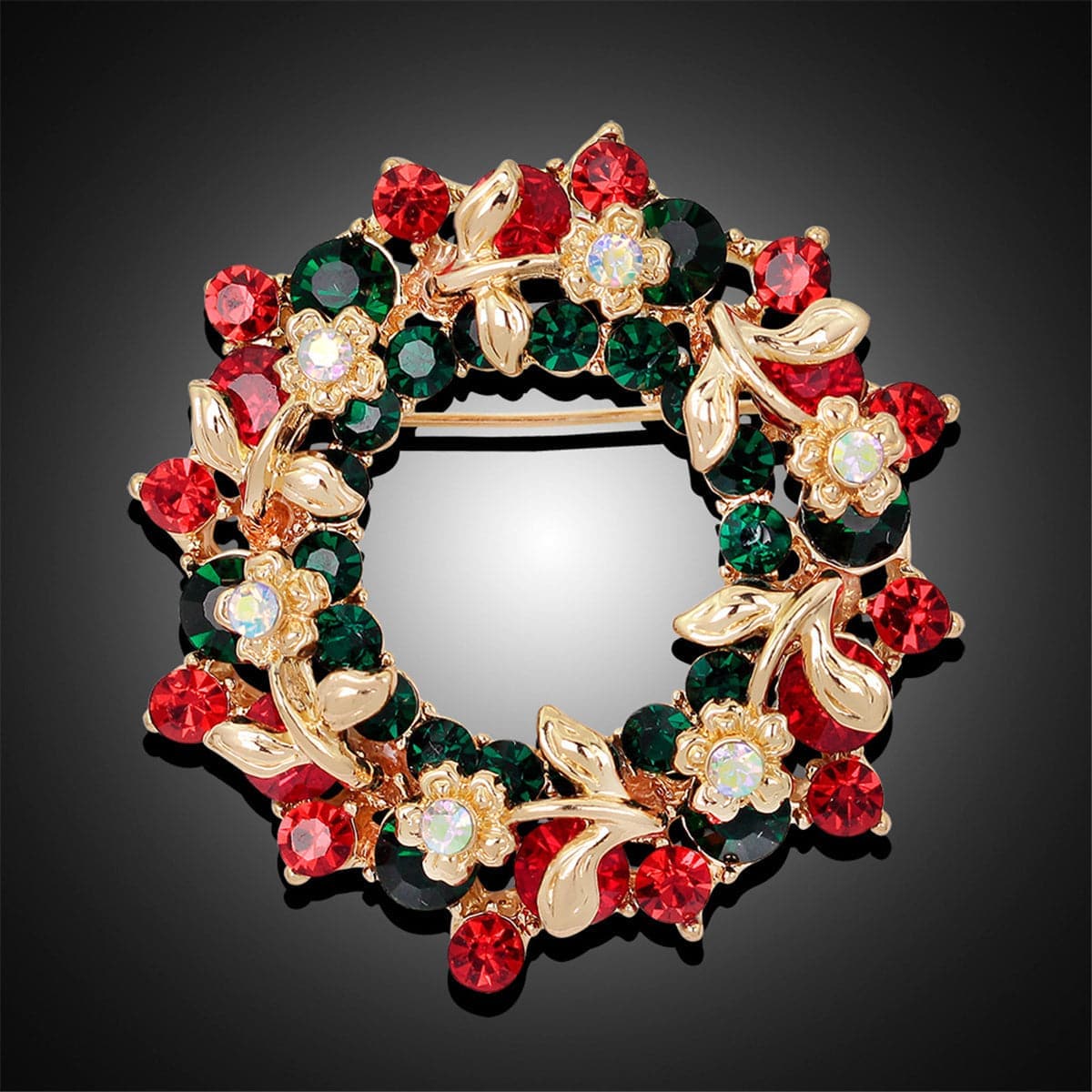 Cubic Zirconia & Goldtone Wreath Brooch