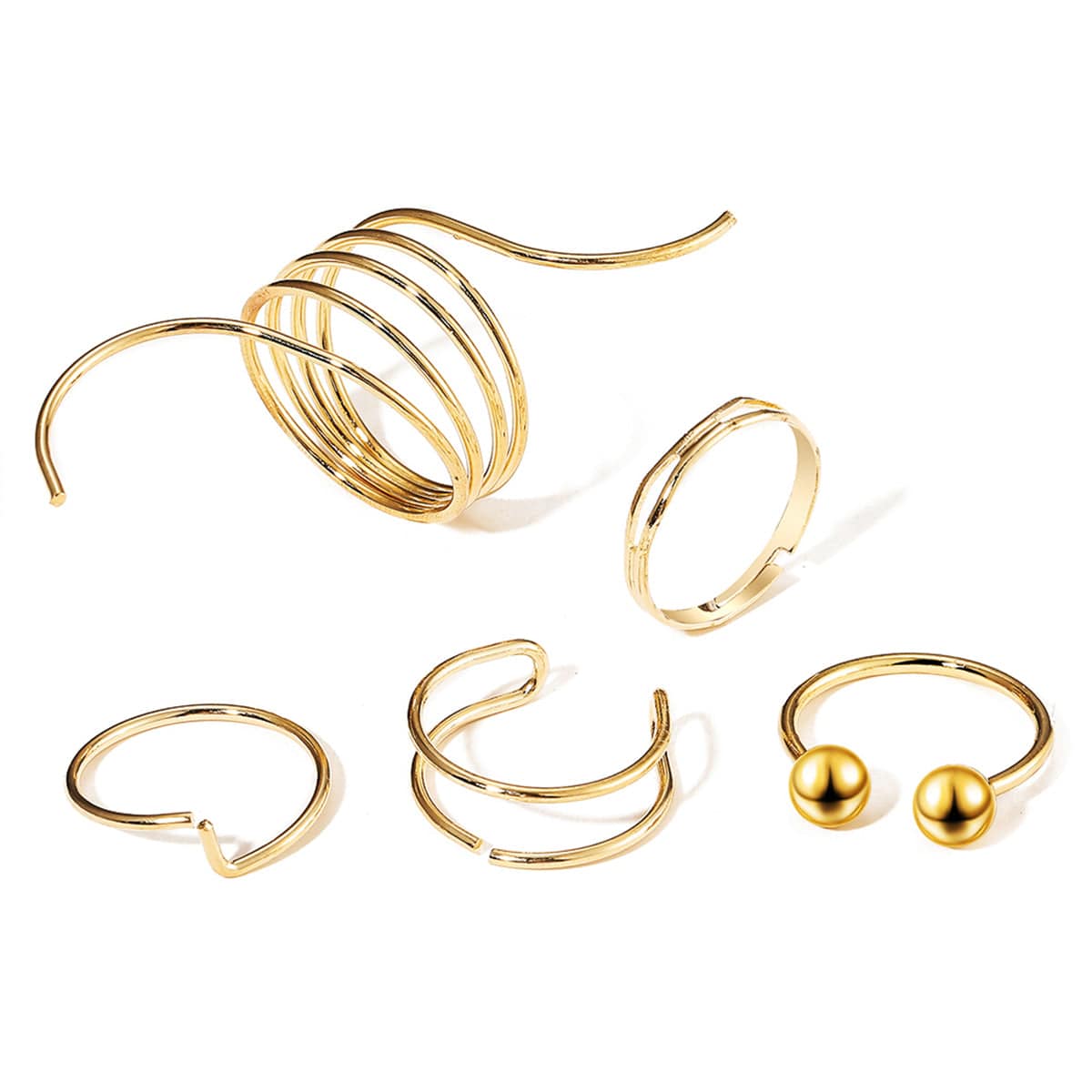 Goldtone Bead Layered Ring Set