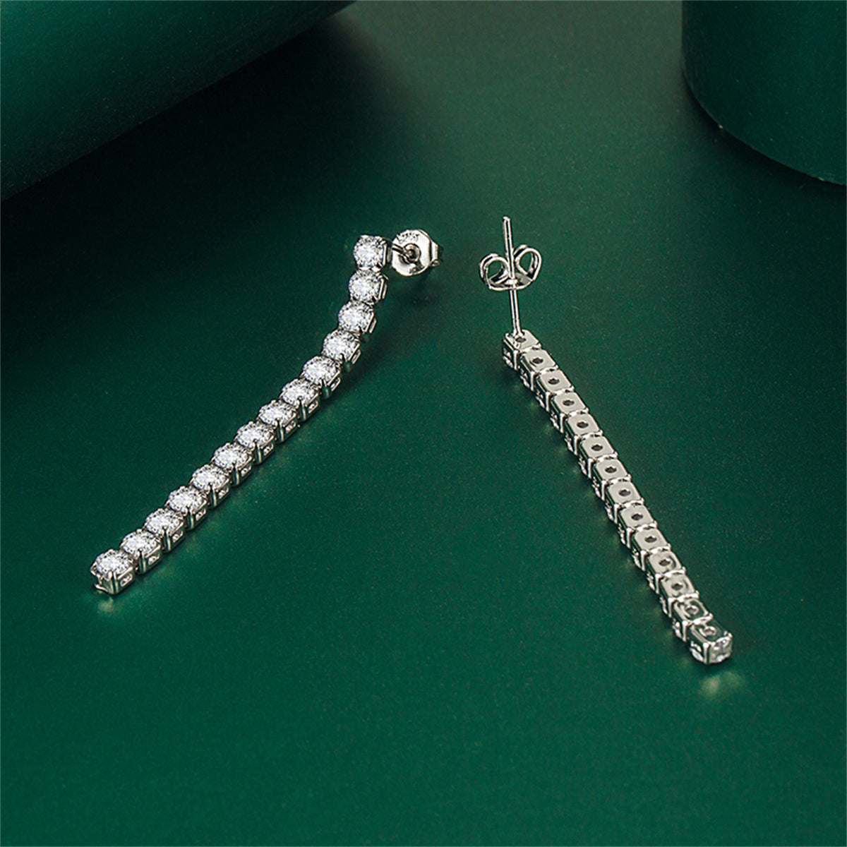 Clear Cubic Zirconia & Silvertone Tassel Drop Earrings