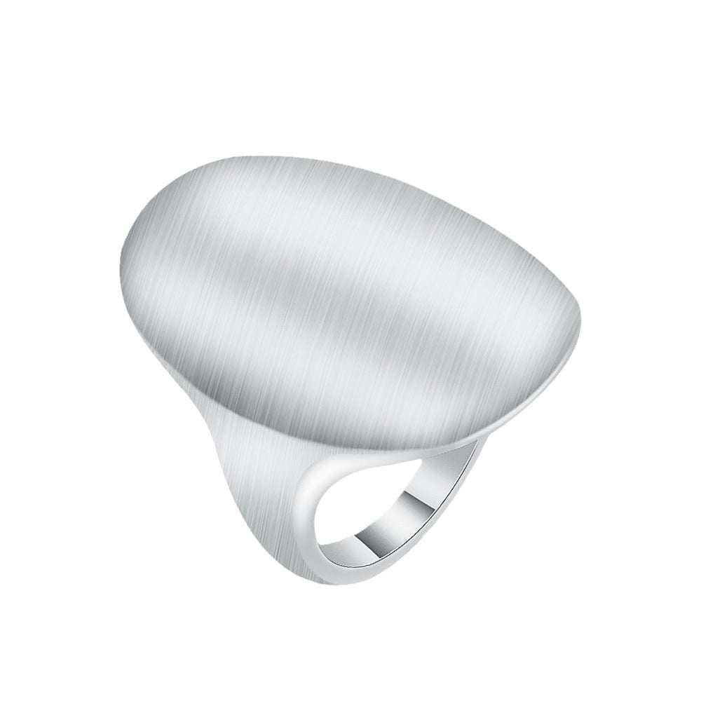 Silvertone Frosted Oval Band Ring-2