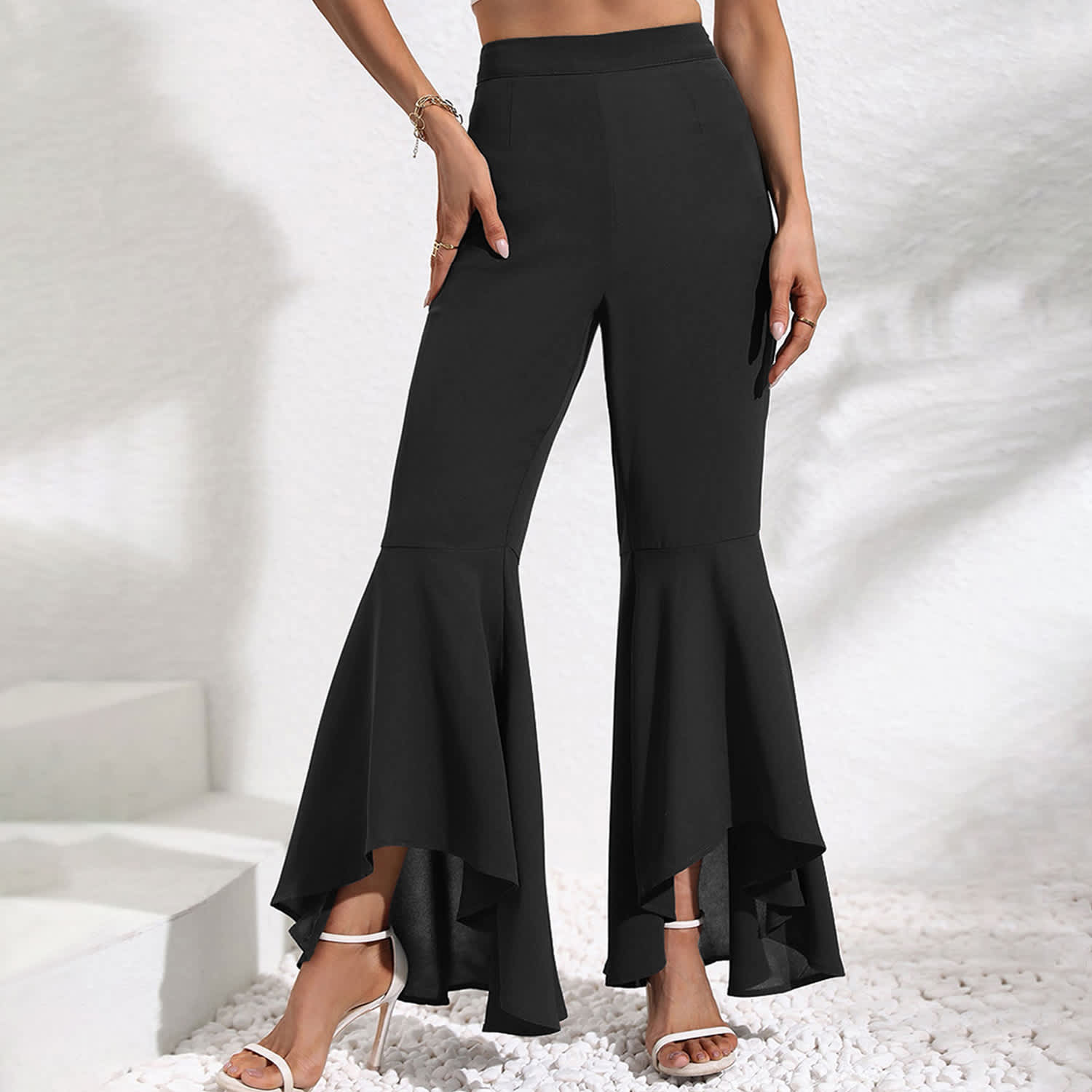 Black High-Low Bootcut Pants Black / 3XL