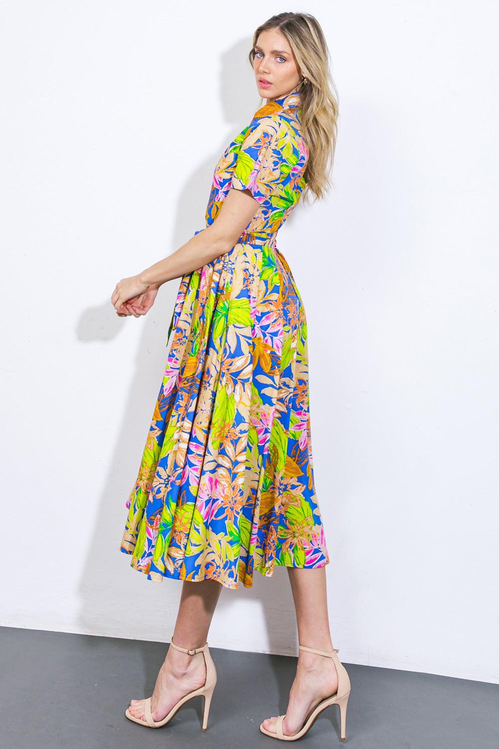 Keep Blooming Woven Midi Dress