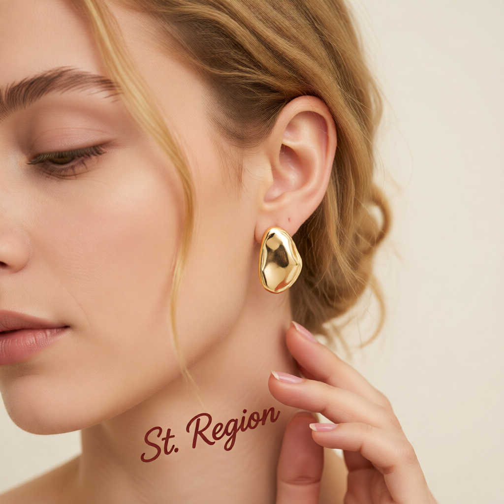 Goldtone Oval Statement Stud Earrings