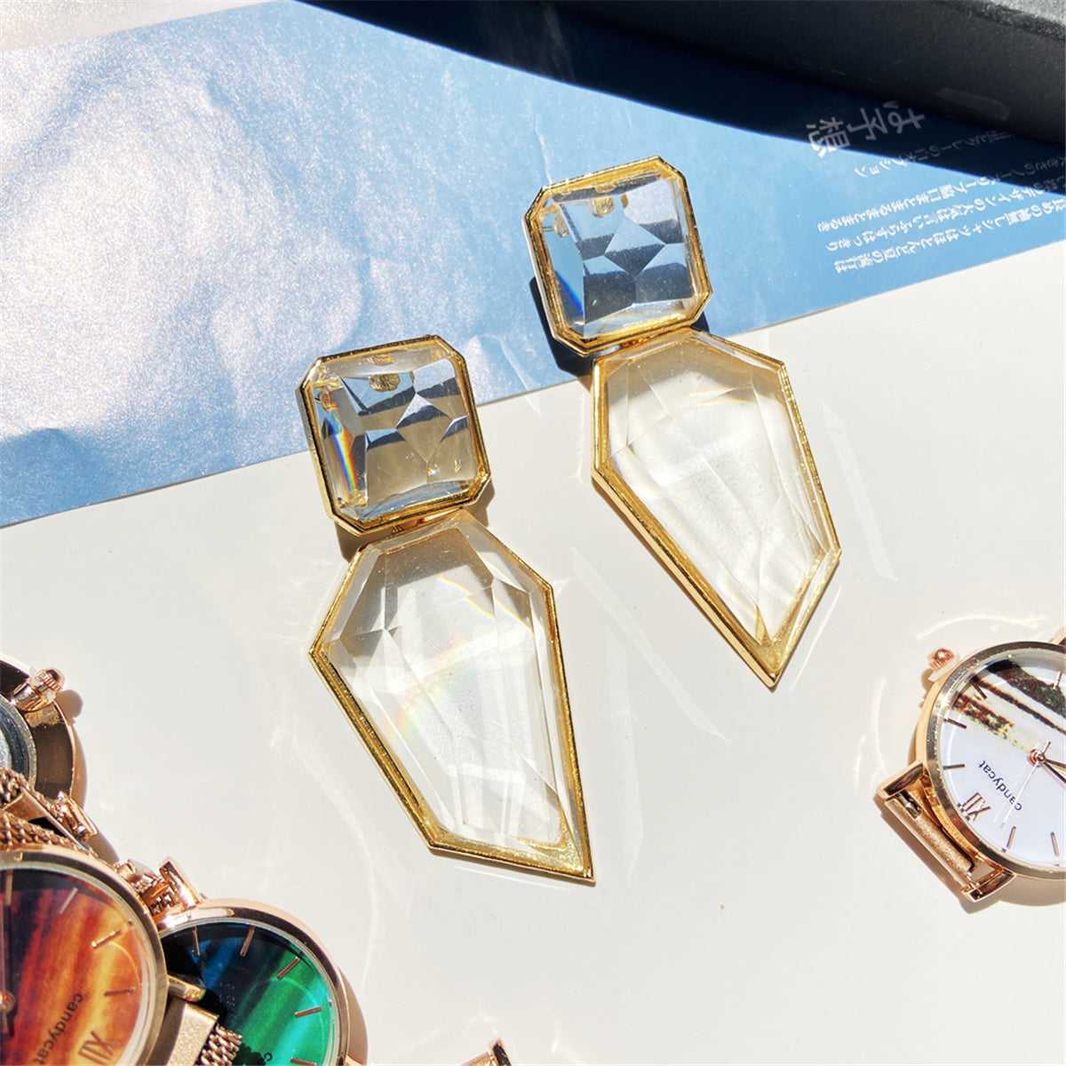Goldtone & Acrylic Statement Drop Earring