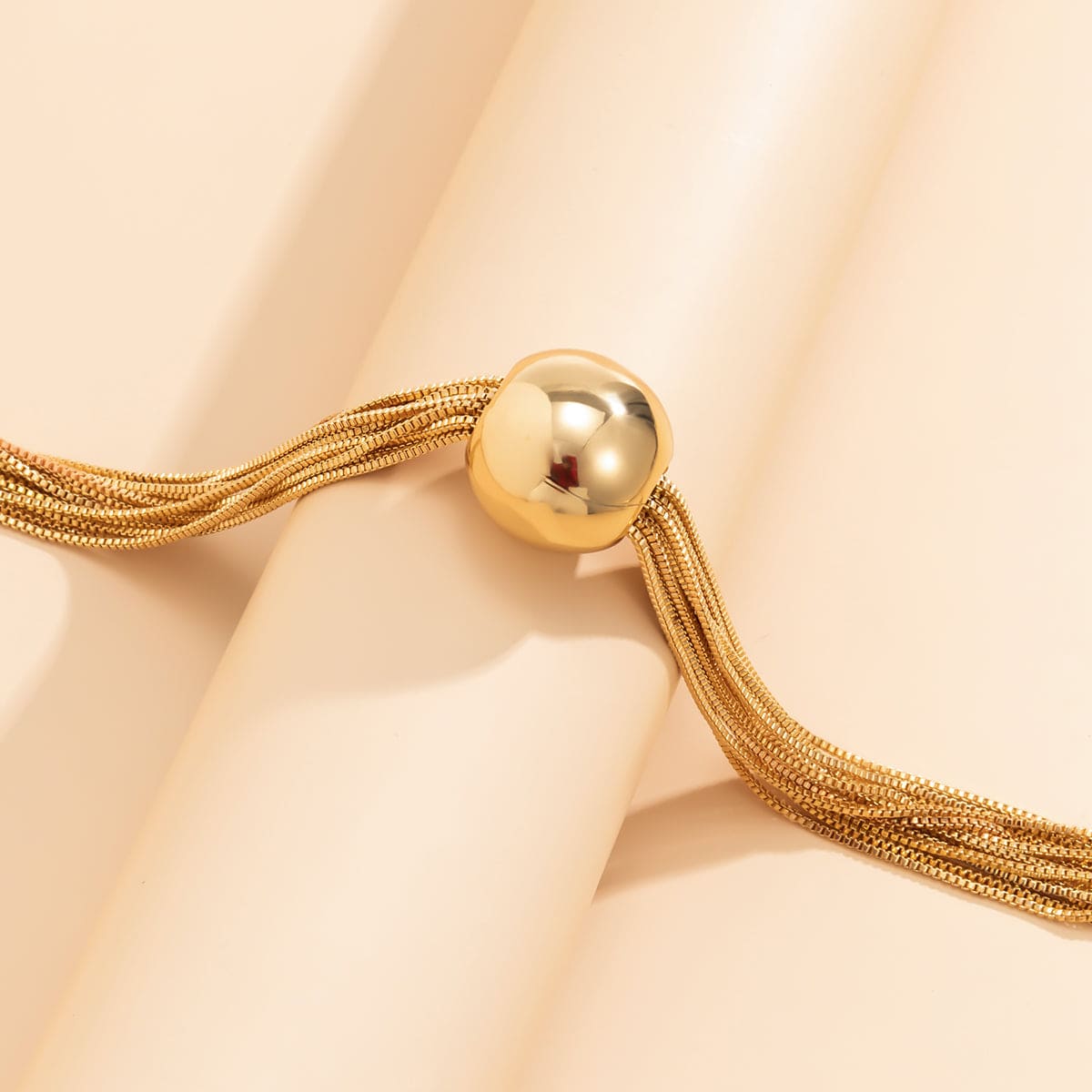 Goldtone Ball Mutli-Chain Collar Necklace Necklace