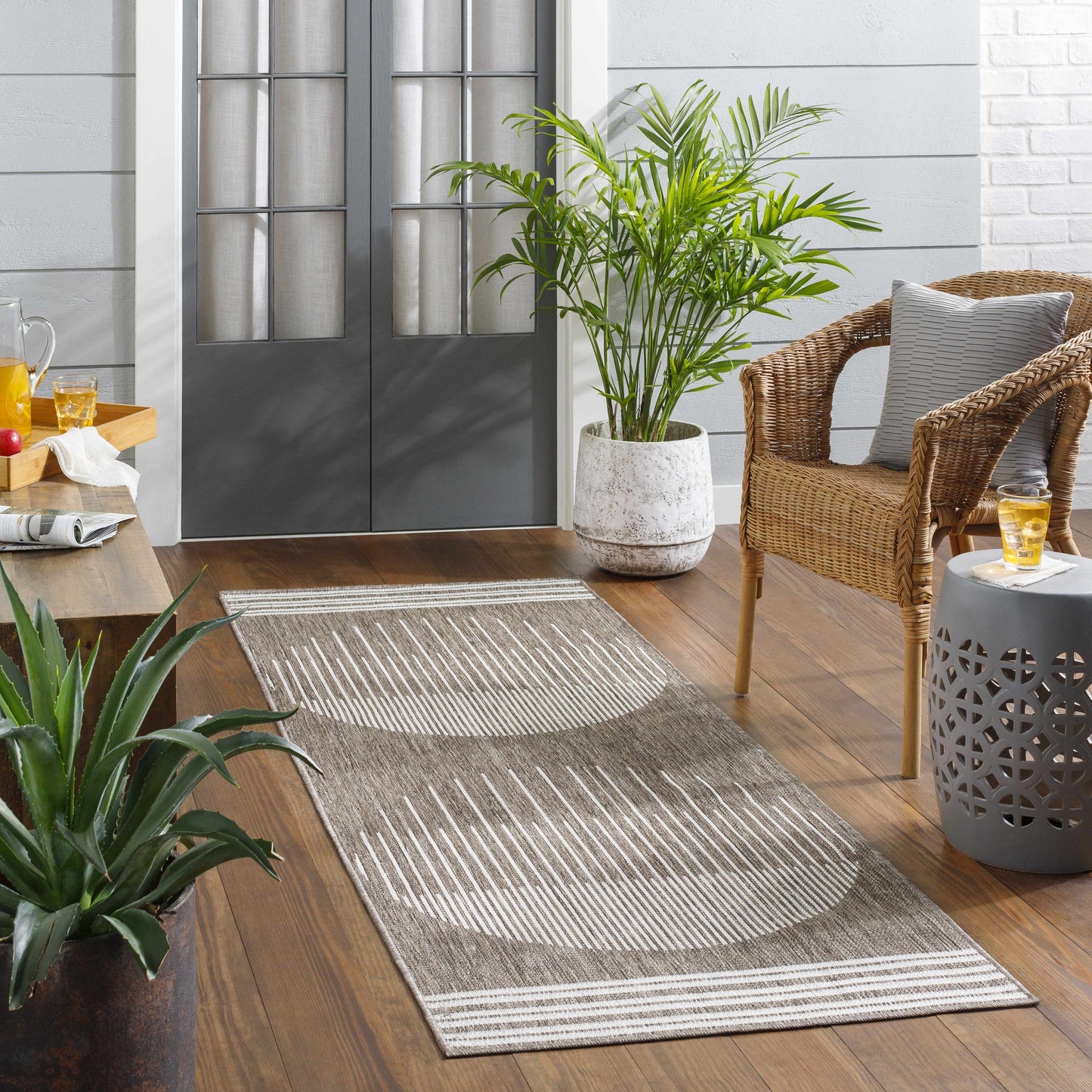 Aviya Brown Outdoor Area Rug - Clearance