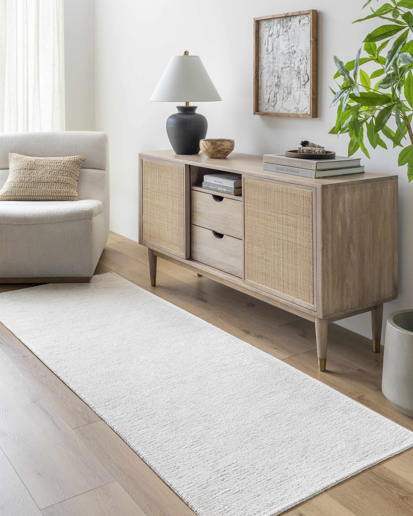 Isako Gray Solid Washable Area Rug