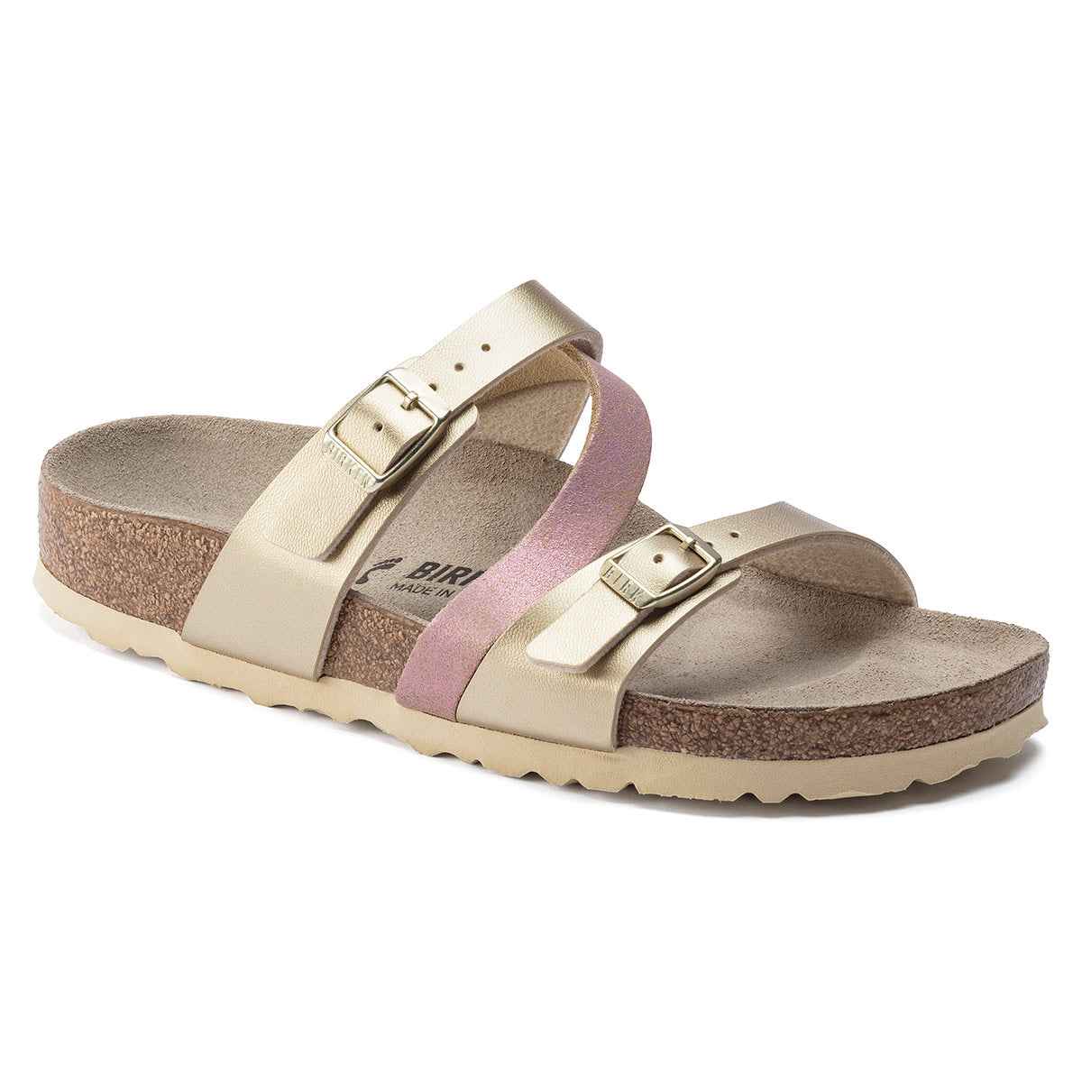Birkenstock Salina Birko-Flor Suede Leather Gold Sandals
