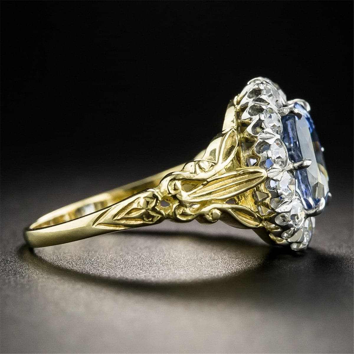 Blue & White Crystal Filigree Ring