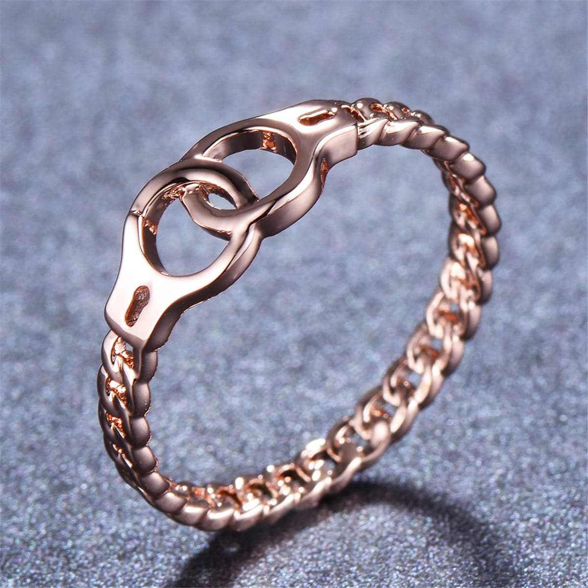 Rose Goldtone Handcuffs Ring