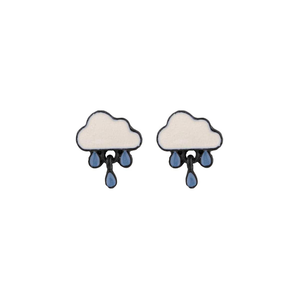 Blue Enamel Rain Cloud Drop Earrings