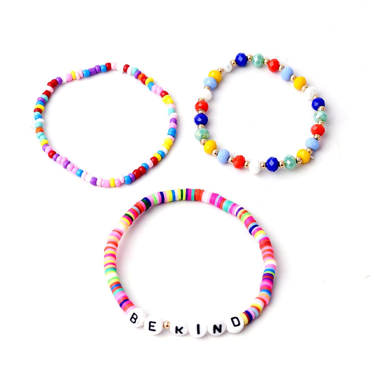 Multicolor Howlite & Goldtone 'Be Kind' Beaded Bracelet Set