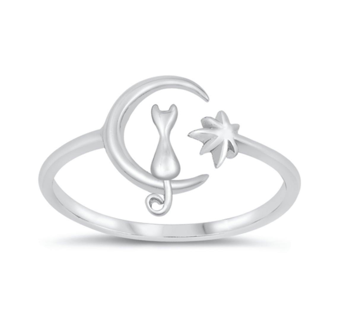 Cat on Crescent Moon & Star-