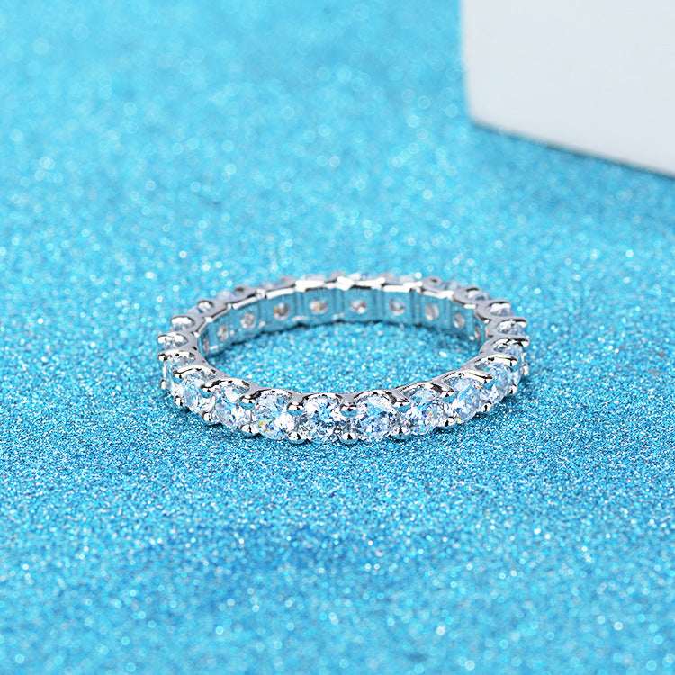 Clear Crystal & Silvertone Eternity Band Ring