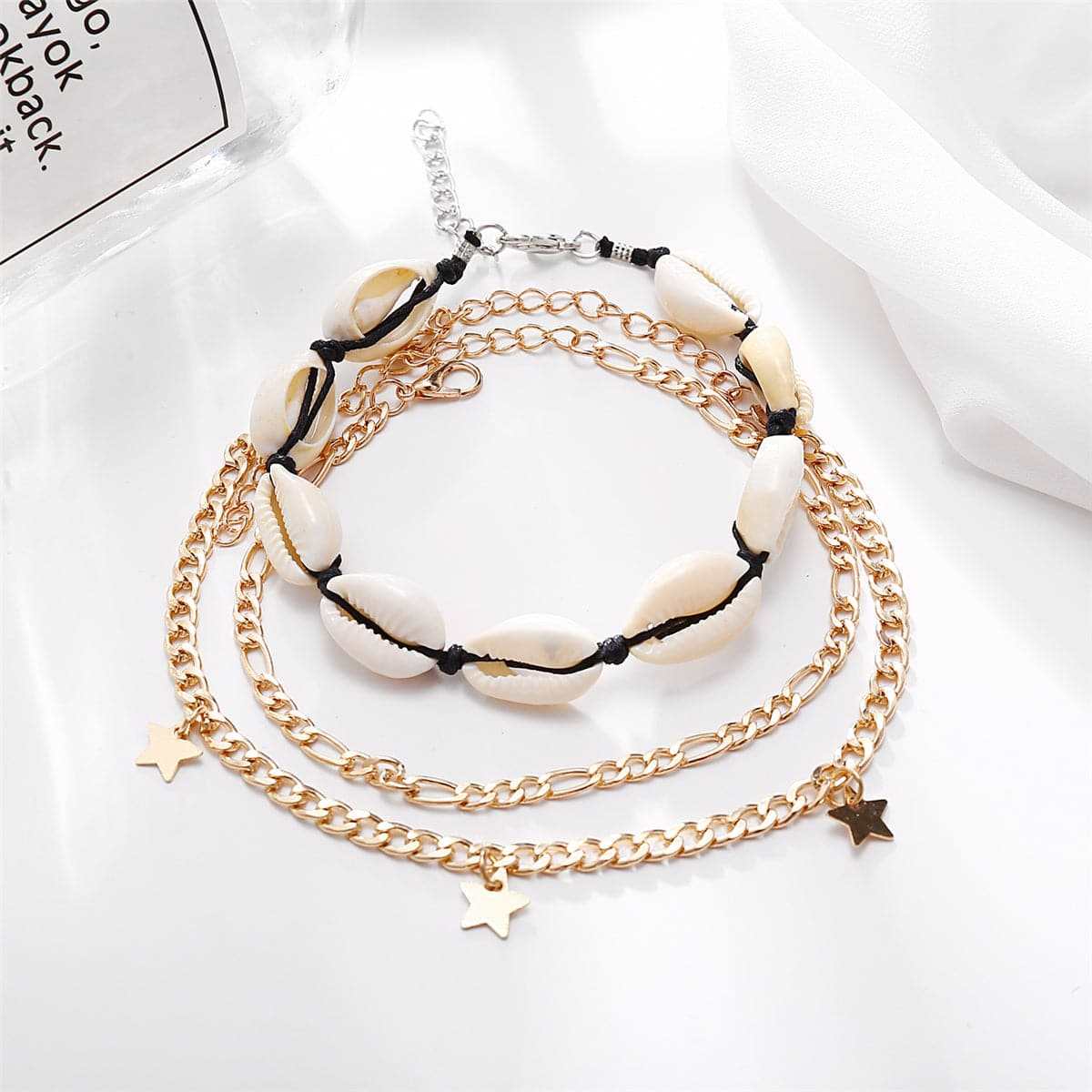 Pukka Shell & Two-Tone Star Station Anklet Set