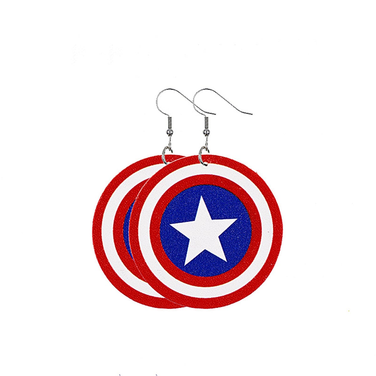 Blue & Red Polystyrene Star Round Drop Earrings
