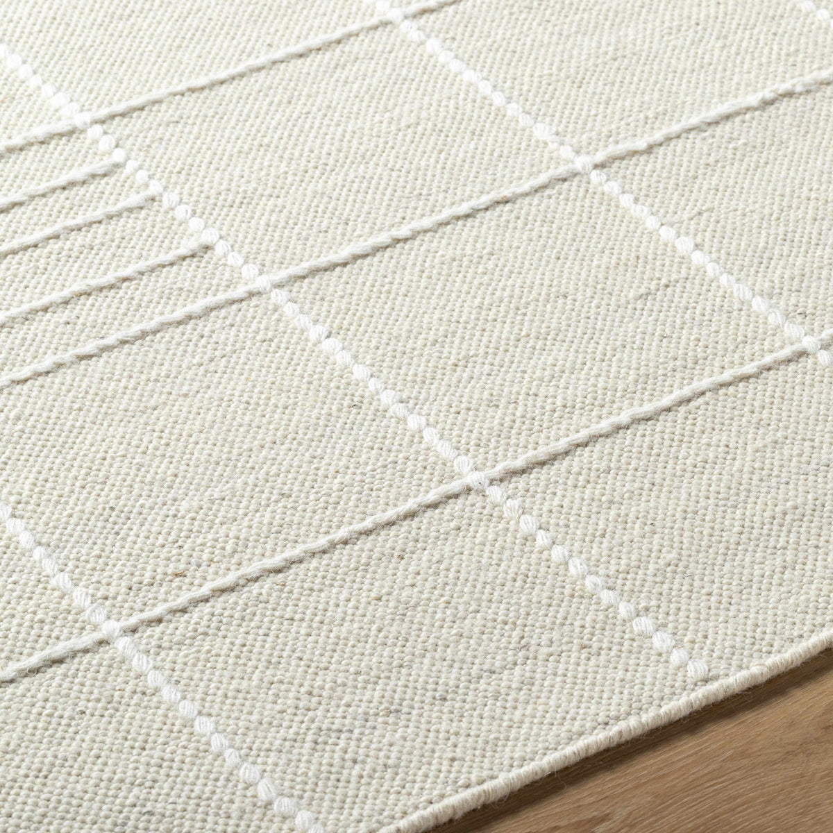 Tieve Off White Checkered Area Rug