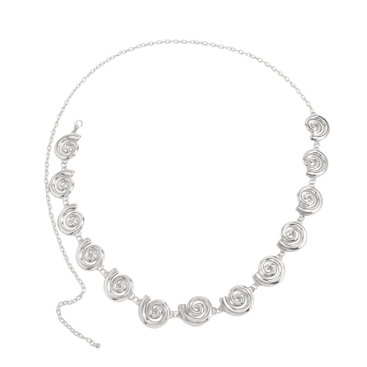 Silvertone Swirl Charm Waist Chain