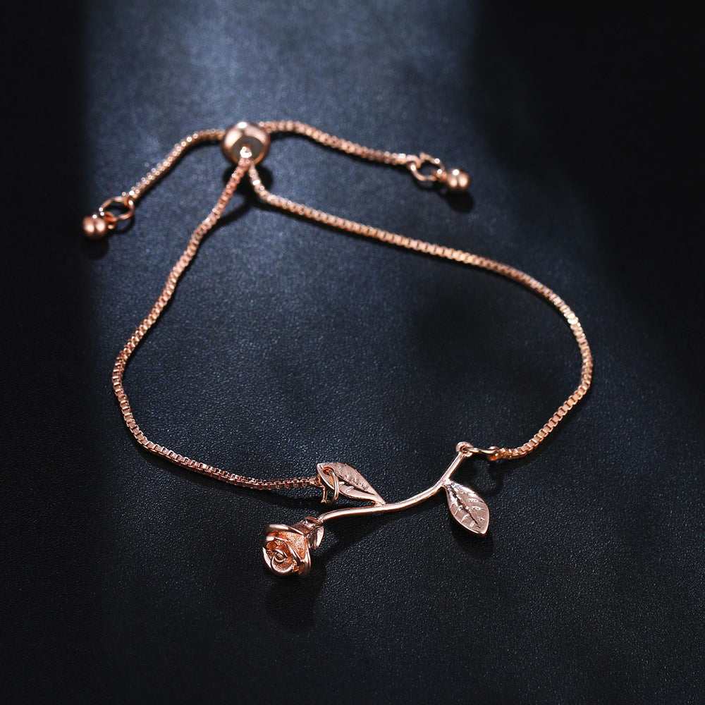 Rose Goldtone Flower Adjustable Bracelet