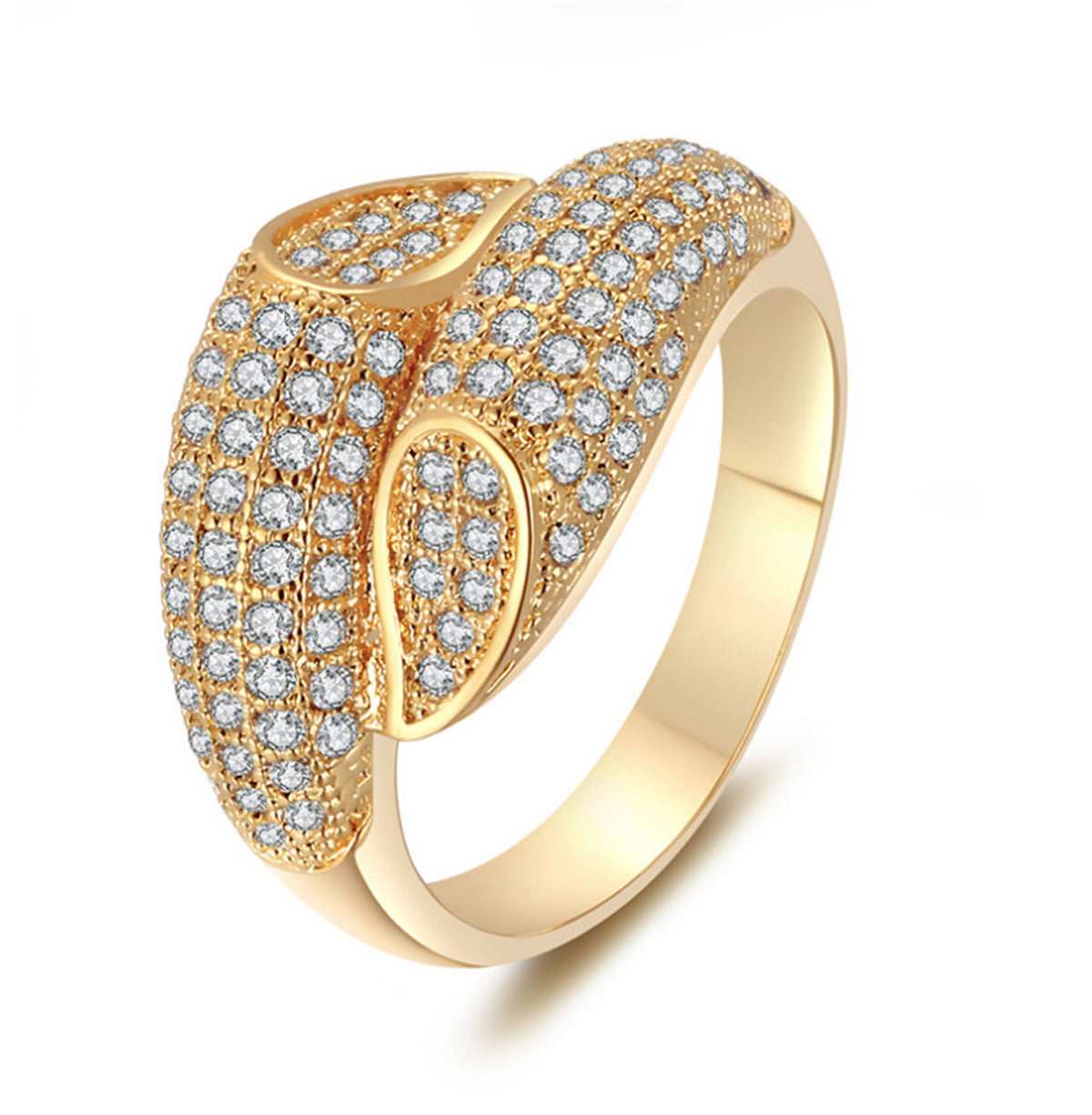 Cubic Zirconia & Goldtone Wide Wrap Ring