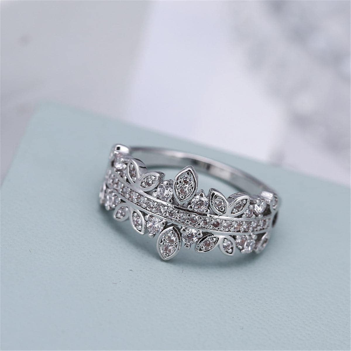 Cubic Zirconia Botany Wide-Band Ring