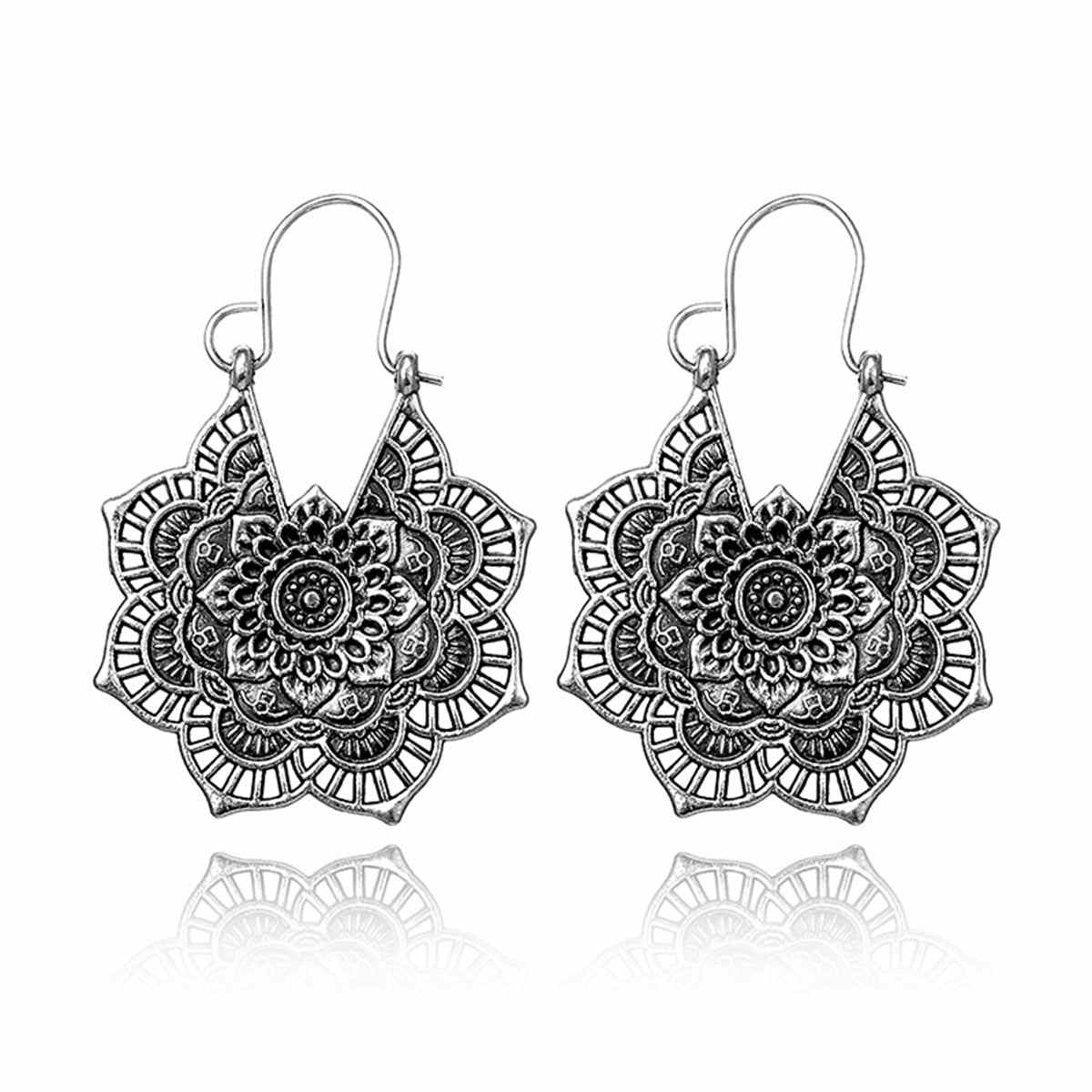 Silvertone Floral Huggie Earrings
