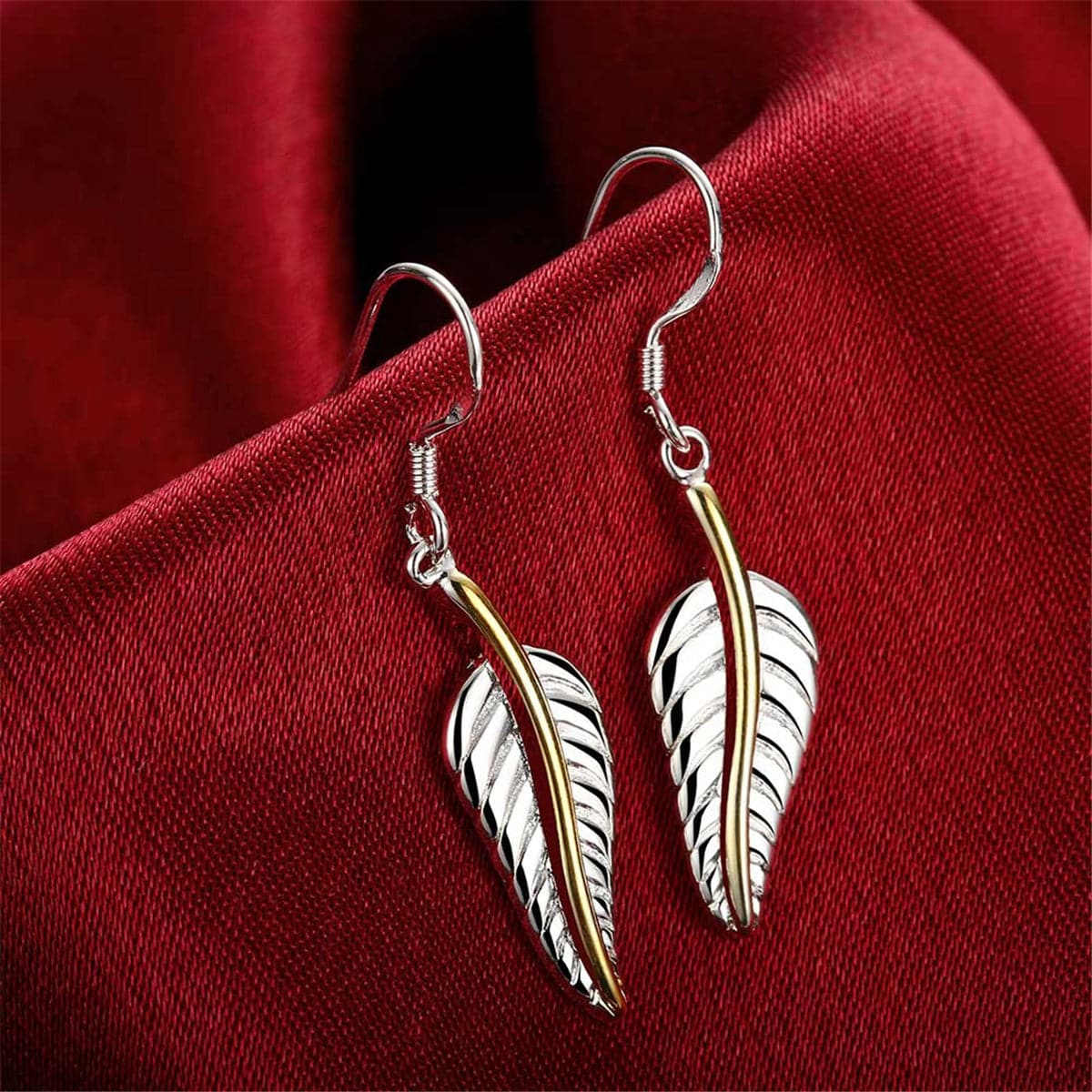 Silvertone & Goldtone Wing Drop Earrings