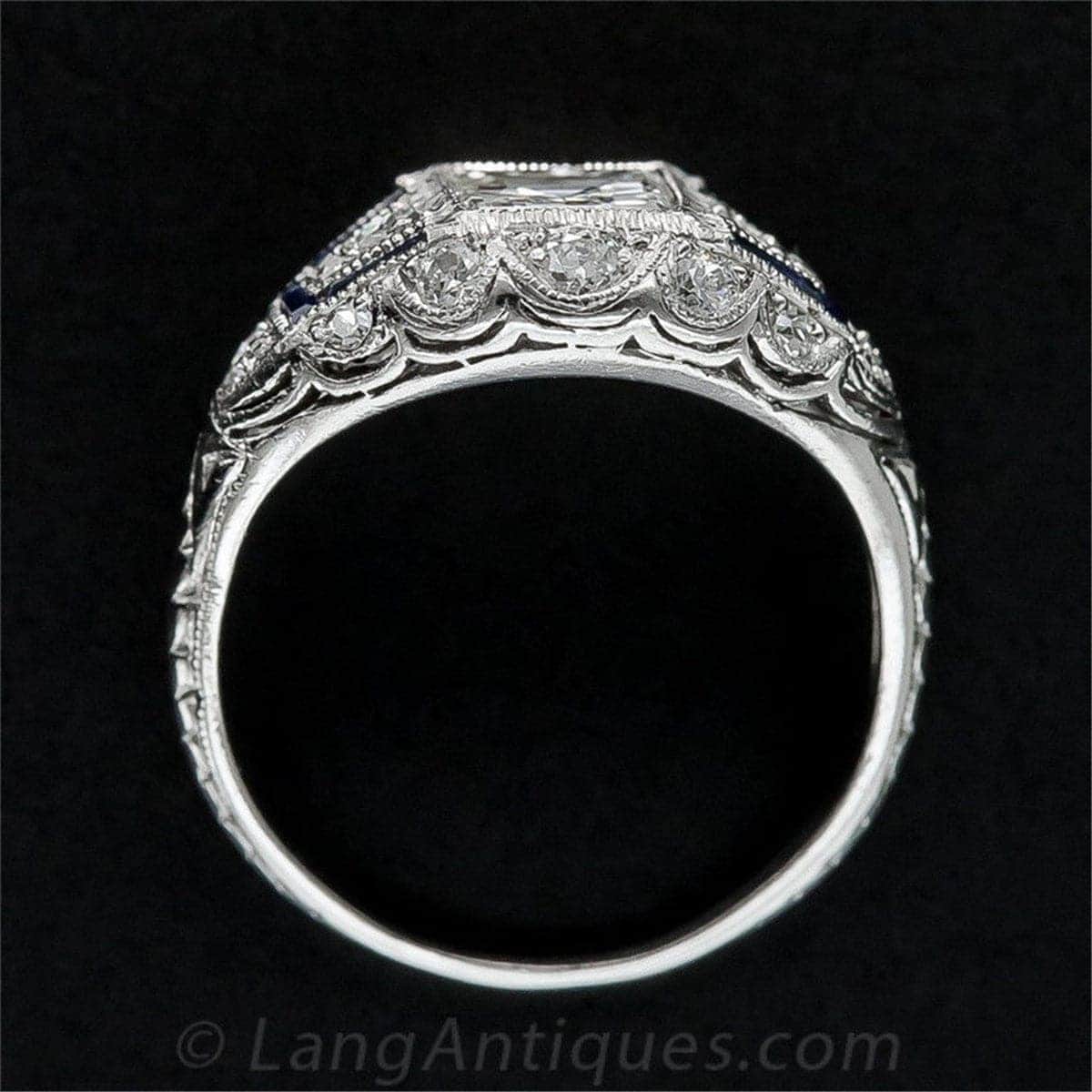 Blue Crystal & Cubic Zirconia Milgrain Ring