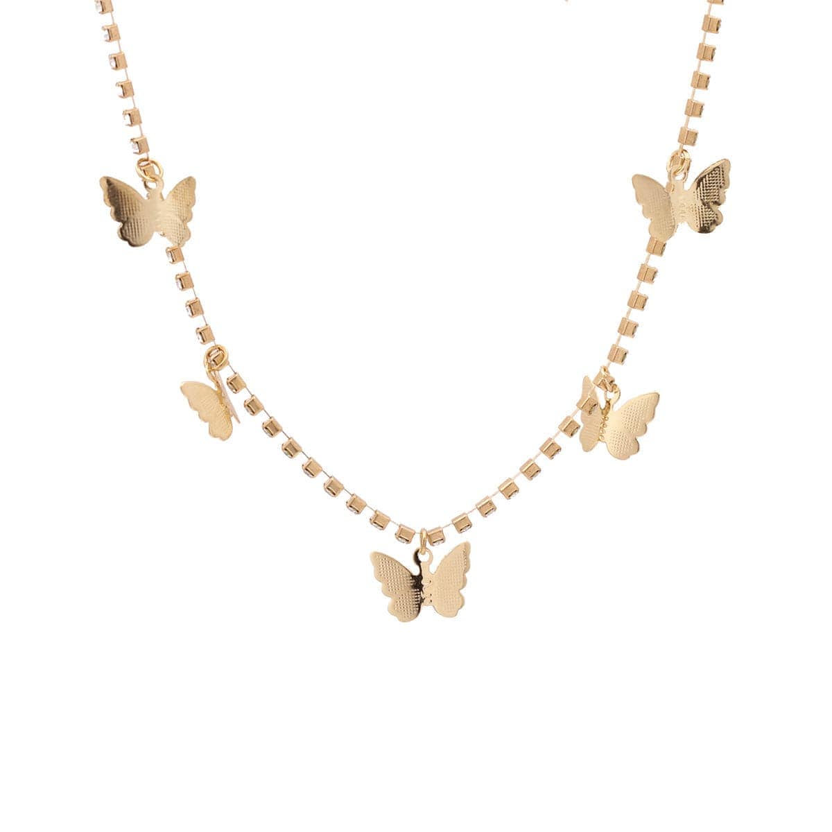 Cubic Zirconia & Goldtone Butterfly Station Necklace