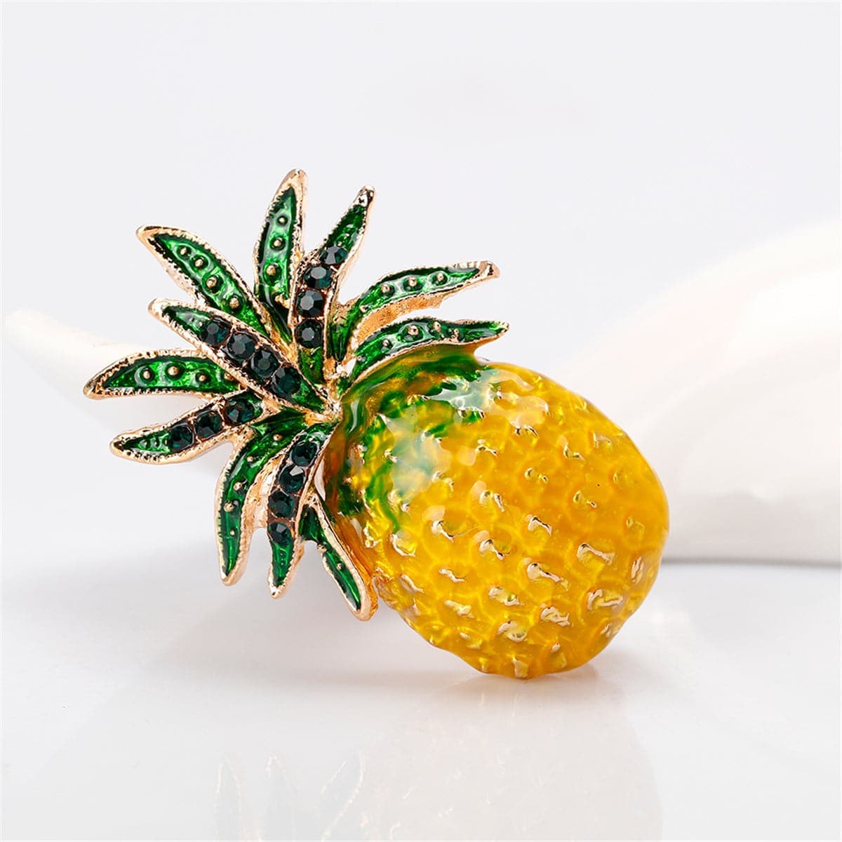 Yellow Cubic Zirconia & Goldtone Pineapple Brooch