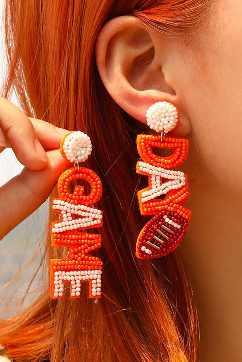 Threaded Pear GAME DAY Dangle Earrings
