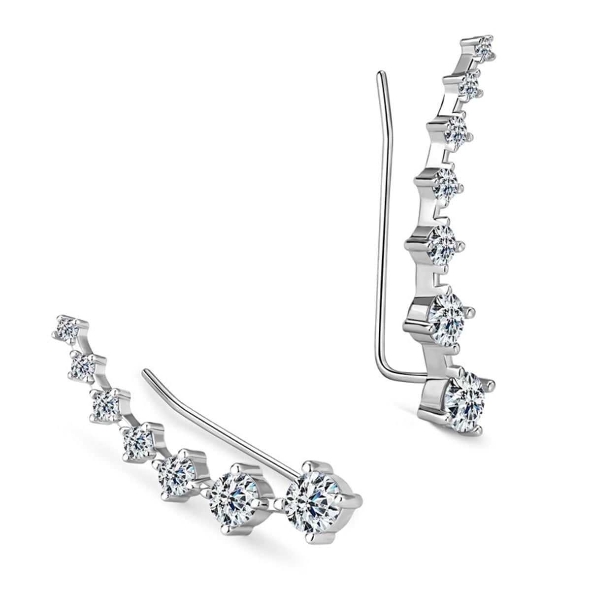 Cubic Zirconia & Silvertone Ear Climber
